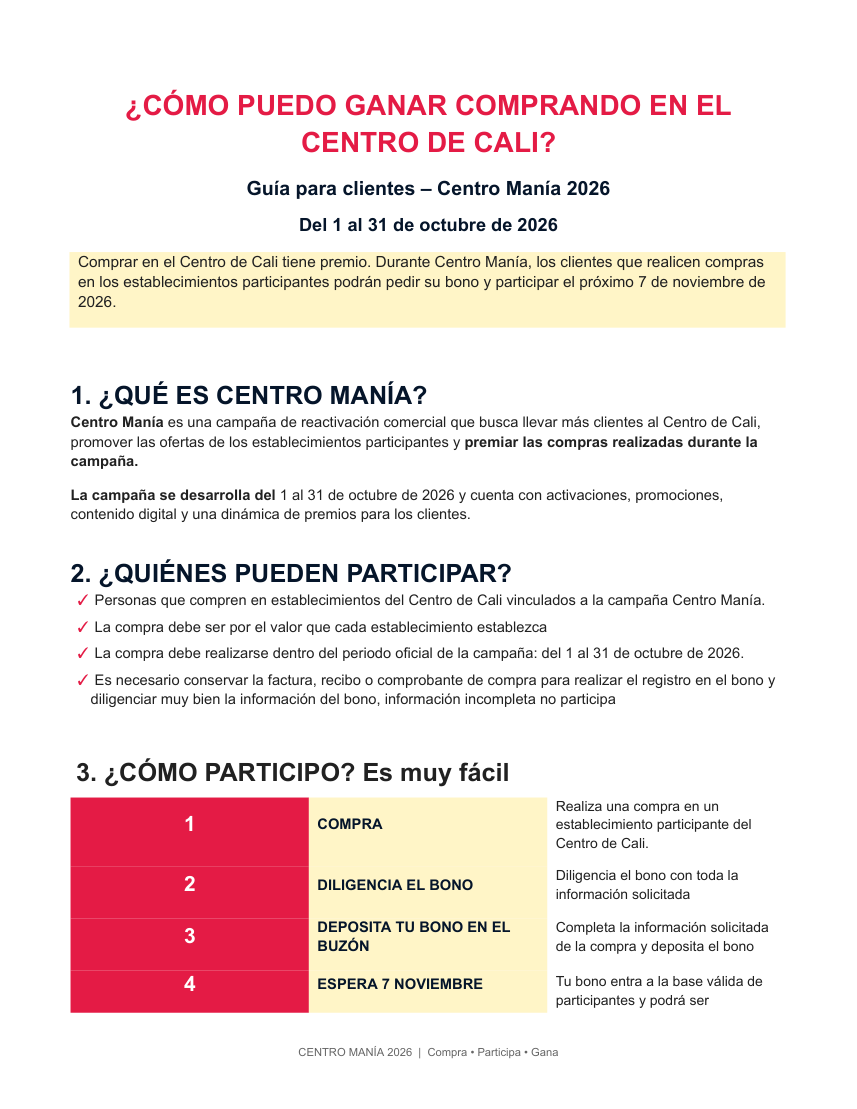 Página 1 de la guía original Centro Manía 2026