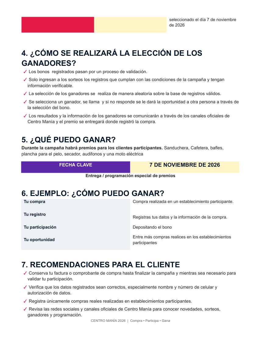 Página 2 de la guía original Centro Manía 2026